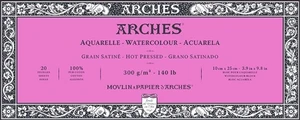 Arches Watercolour Hot Pressed Block Natural White Album per schizzi 25 x 10 cm 300 g