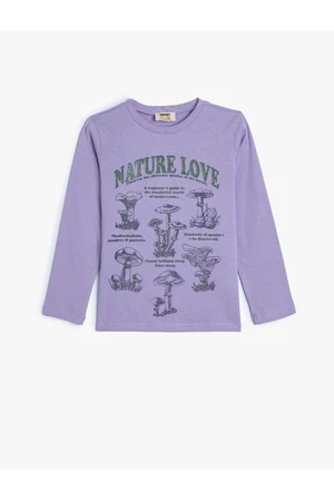 Koton T-Shirt Mushroom Printed Long Sleeve Crew Neck Cotton