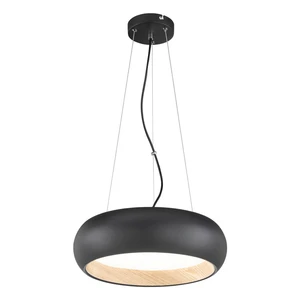 Czarna lampa wisząca LED ze ściemniaczem z metalowym kloszem ø 40 cm Wood – Fischer & Honsel