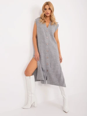 Gray knitted dress with slits