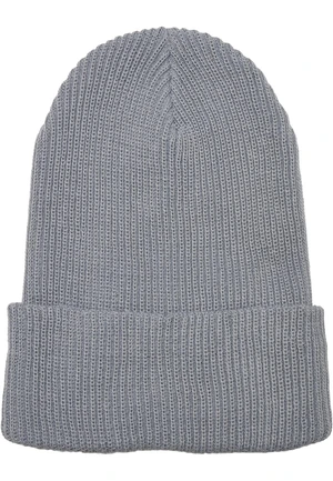 Ribbed knit cap made of recycled yarn grey