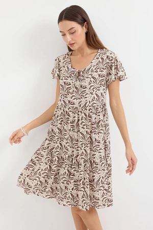 Bigdart 2352 V Neck Short Dress - Light Brown