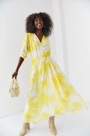 Yellow chiffon maxi dress