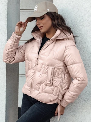 Women's winter jacket FASHWARM short quilted with hood pink Dstreet