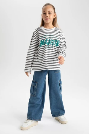 DEFACTO Girls Wide Leg Cargo Wide Leg Jeans