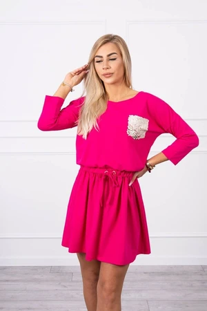 Dress with sequin pocket fuchsia