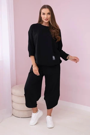 Set of cotton sweatshirt and trousers in black