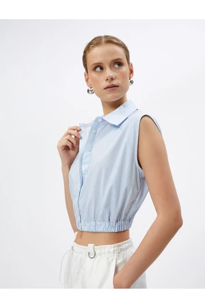 Koton Crop Shirt Window Detailed Sleeveless Cotton