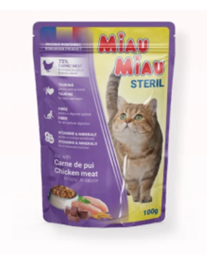 Miau Miau Vrecko Sterilised Chicken - 100g