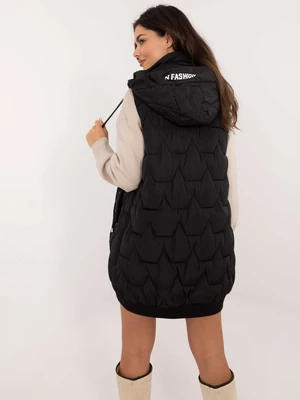 Black quilted women's vest with pockets