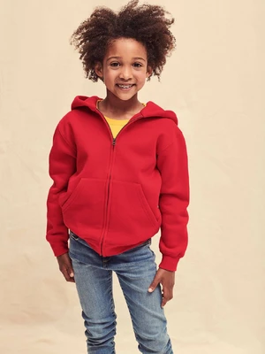 Red Kids Hoodie Zip Through Hooded Sweat Fruit of the Loom