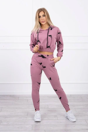 Set with printed pistols in dark pink color