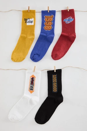 Trendyol Multicolored Unisex 5-Pack Cotton Striped College-Tennis-Medium Socks