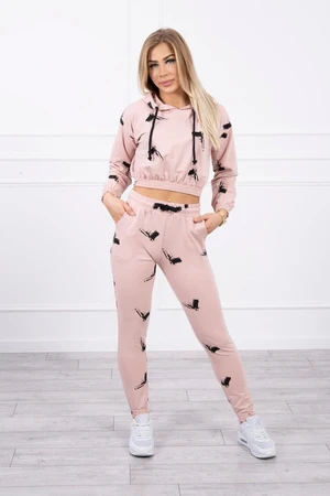 Set with printed guns dark powder pink