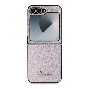 Zadní kryt Guess PC/TPU Glitter Flakes Metal Logo pro Samsung Galaxy Z Flip6, růžová