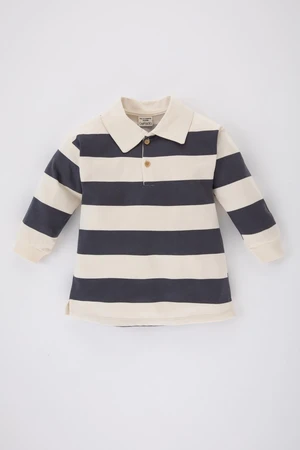 DEFACTO Baby Girl Polo Neck Striped Long Sleeve Dress