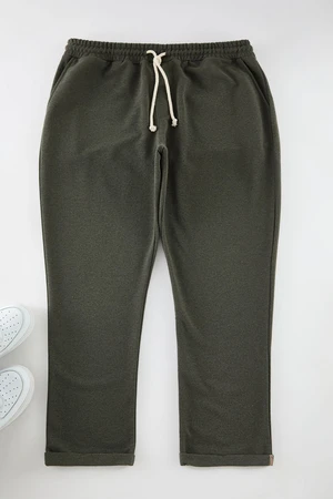 Trendyol Khaki Plus Size Regular Cut Textured Sweatpants