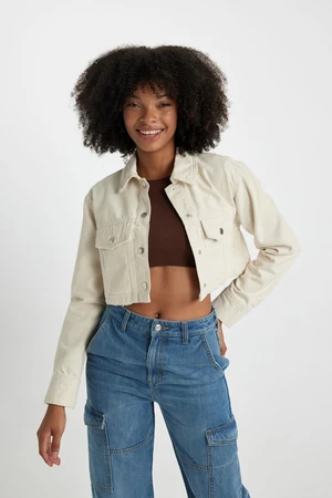 DEFACTO Oversize Fit Crop Gabardine Shirt Jacket