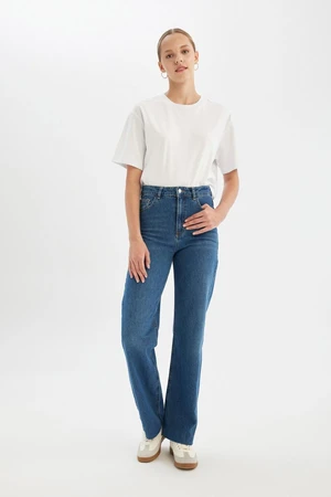 DEFACTO 90's Wide Leg High Waist Long Jean Washed Trousers