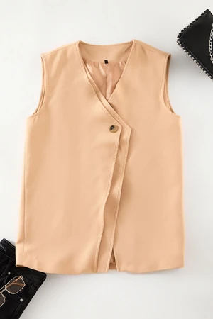 Trendyol Beige Double Breasted Woven Vest