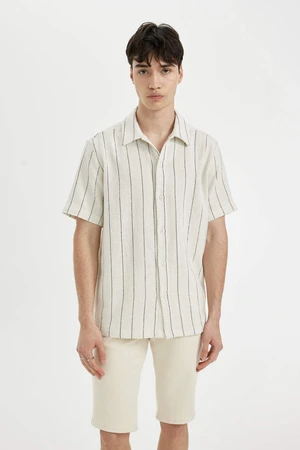 DEFACTO Regular Fit Striped Cotton Short Sleeve Shirt