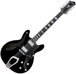 Hagstrom Viking Deluxe 12 Gloss Black Halbresonanz-Gitarre