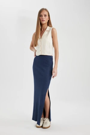 DEFACTO Ribbed Camisole Slit Washed Pale Effect Maxi Skirt