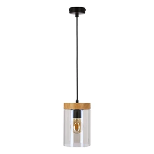 Czarno-naturalna lampa wisząca ze szklanym kloszem ø 12 cm Wels – Candellux Lighting