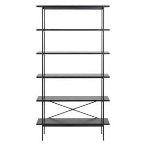 Czarny regał w dekorze jesionu 94x172 cm Angus – Actona