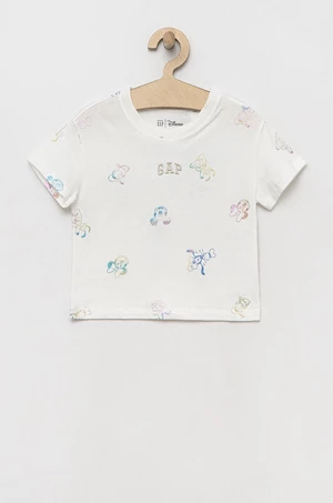 Detské bavlnené tričko GAP x Disney biela farba