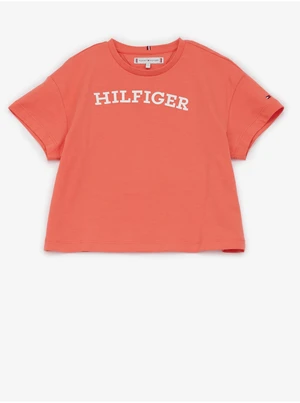 Koralové dievčenské tričko Tommy Hilfiger