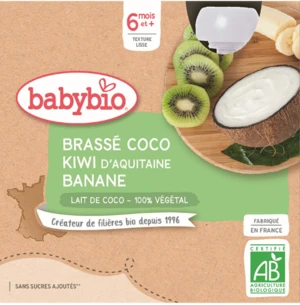 BABYBIO Svačinka s kokosovým mlékem - kiwi a banán 4 x 85 g