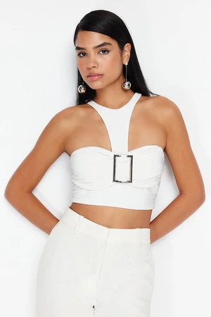 Trendyol Bridal White Crop Accessory Knitted Bustier