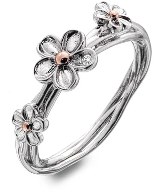 Hot Diamonds Strieborný kvetinový prsteň Forget me not DR214 58 mm