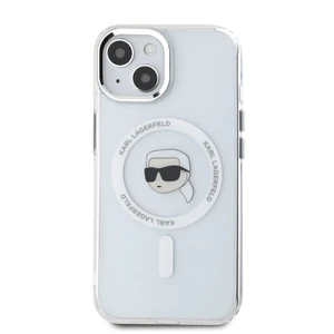 Zadní  kryt Karl Lagerfeld IML Karl Head Metal Frame MagSafe pro Apple iPhone 15, transparentní