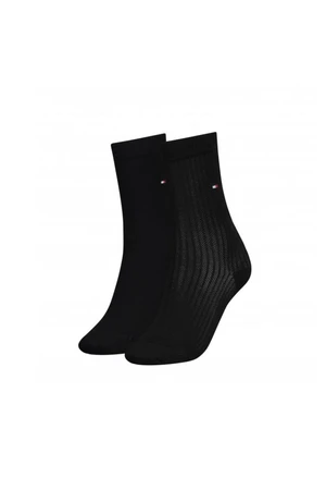 Tommy Hilfiger Ponožky - TH WOMEN SOCK 2P SHEER STRIPE čierne