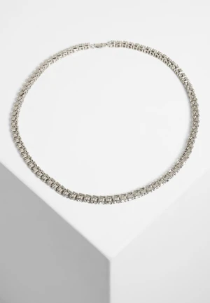 Silver necklace with rhinestones