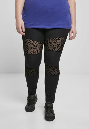 Women's Leggings Flock Lace Inset Black