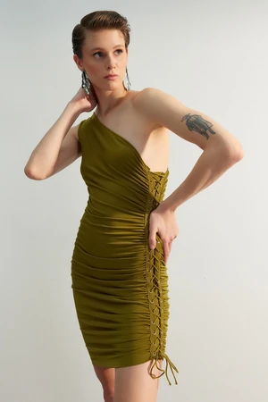 Trendyol Green Edition Green One Shoulder Elegant Evening Dress