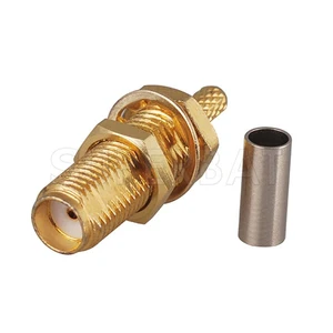 Superbat SMA Female Bulkhead Long Thread Straight 12.4-18GHz RF Coaxial Connector for Cable RG316 RG174 RG188 LMR100