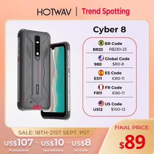 HOTWAV CYBER 8 Global Version Mobile Phone 4GB 64GB Waterproof 8280mAh 16MP Camera 6.3 Inch NFC Android 11 Rugged Smartphone