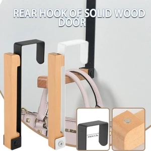 Punch-Free Home Door Hook Foldable Wooden Hook Clothes Rack Hook Door Slip Anti Strip Foldable With Bag Storage O3N1