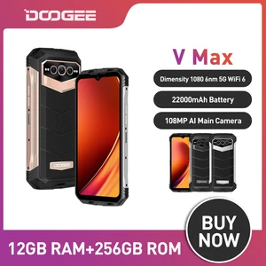 DOOGEE V Max 5G Rugged Phone 12GB+256GB 20Hz Dimensity 1080 Hi-Res 22000mAh Battery Smartphone 108MP Camera