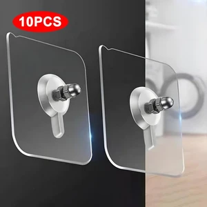 10pcs/lot PVC Strong Adhesive Nails Wall Poster Wall Hook Waterproof Durable Transparent Kitchen Bathroom Screw Hook Hanger