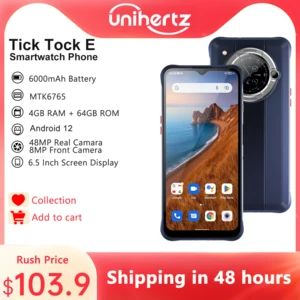 Unihertz Tick Tock E Octa Core Android Smartphone 6000mAh 6.5" Screen 4GB 64GB Mobile Phone 48MP Unlock Fast Charging Phone