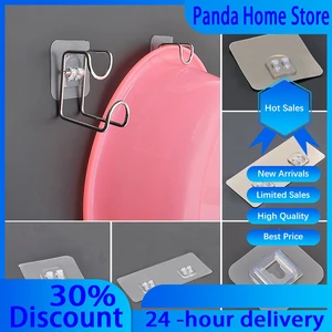 1PCS Transparent Hanging Shelf Hooks Wall Storage Rack Fixing Patch Strong Self-Adhesive Snap For Kitchen Bathroom Gadgets