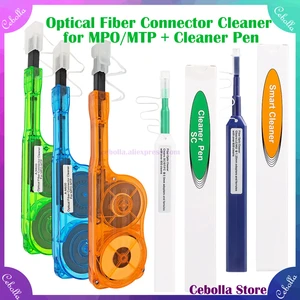 3 in 1 Optical Fiber Cleaner MPO MTP One-Click Optical Fiber Cleaner Pen Fiber Optic Connector Adapter Optical Cleaning Tool