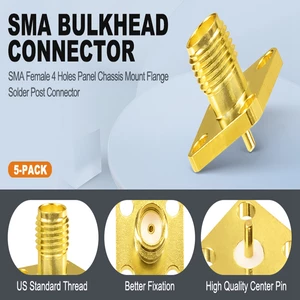 Superbat SMA 4 hole Chassis Panel Mount Female with Solder Post Terminal RF Coaxial Connector