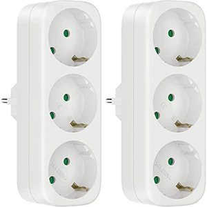 2 Pack Multi Socket Without Cable 250V/16A Socket Adapter, Portable Sockets EU Plug