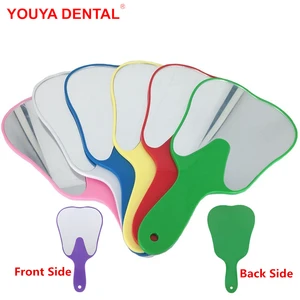 PVC Unbreakable Hand Mirror With Handle Tooth Shape Mirrors Dental Mouth Examination Makeup Mirror Dentistry Accessories Gift